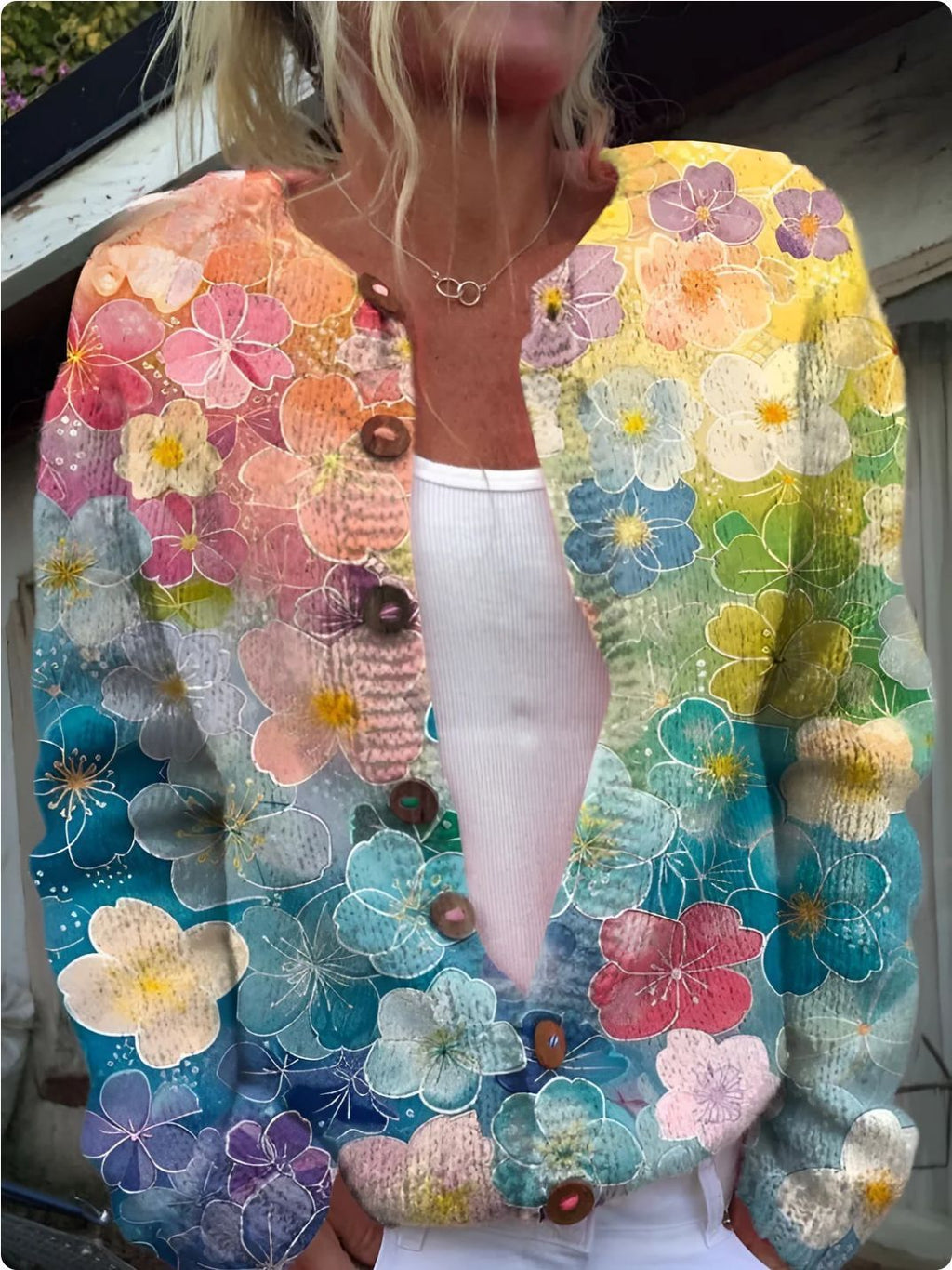 3D Digital Printing Cardigan Coat Outerwear Women