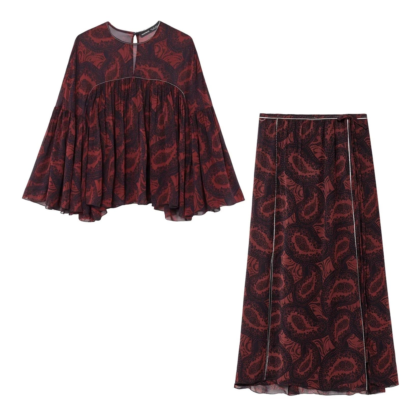 European And American Style Fashion Simple Printed Top Skirt