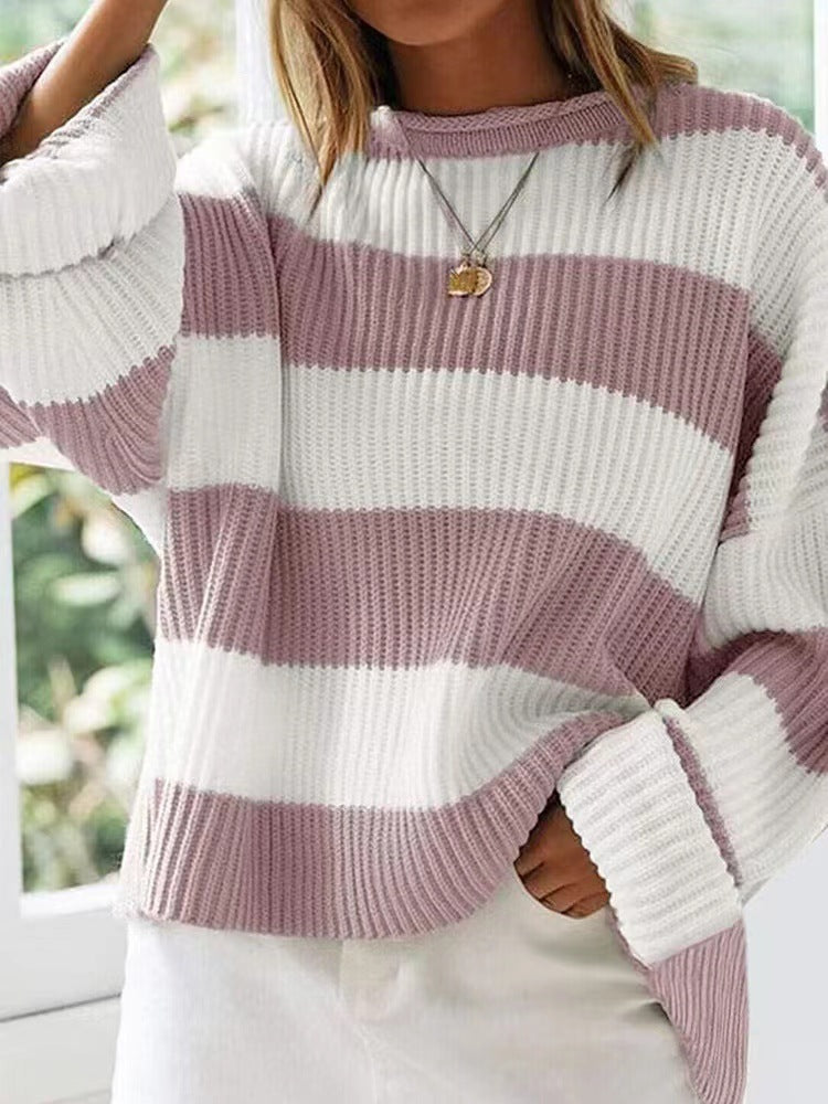 Women's Bell Sleeve Loose Sweater Striped