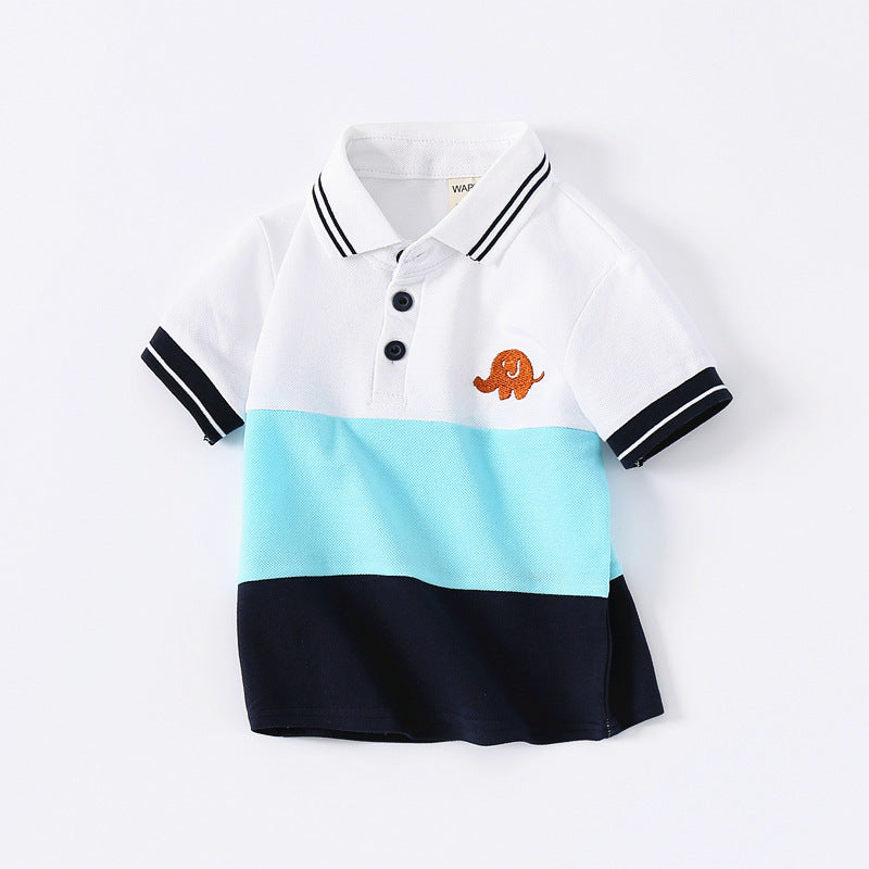 Boys' Fashion Colorful Lapel Short-sleeved Tops
