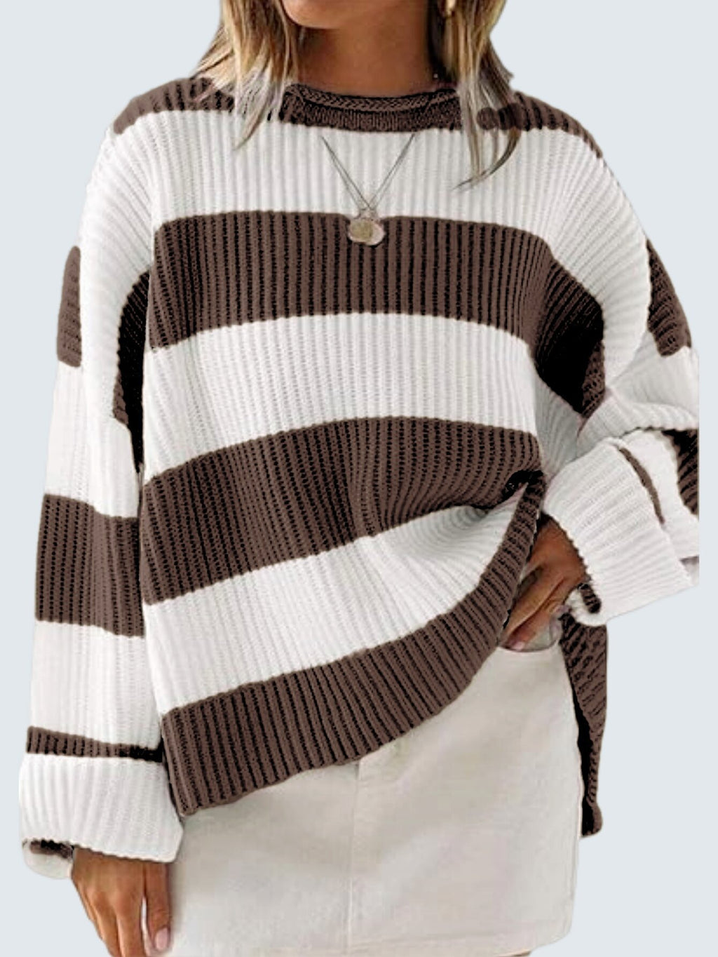 Women's Bell Sleeve Loose Sweater Striped