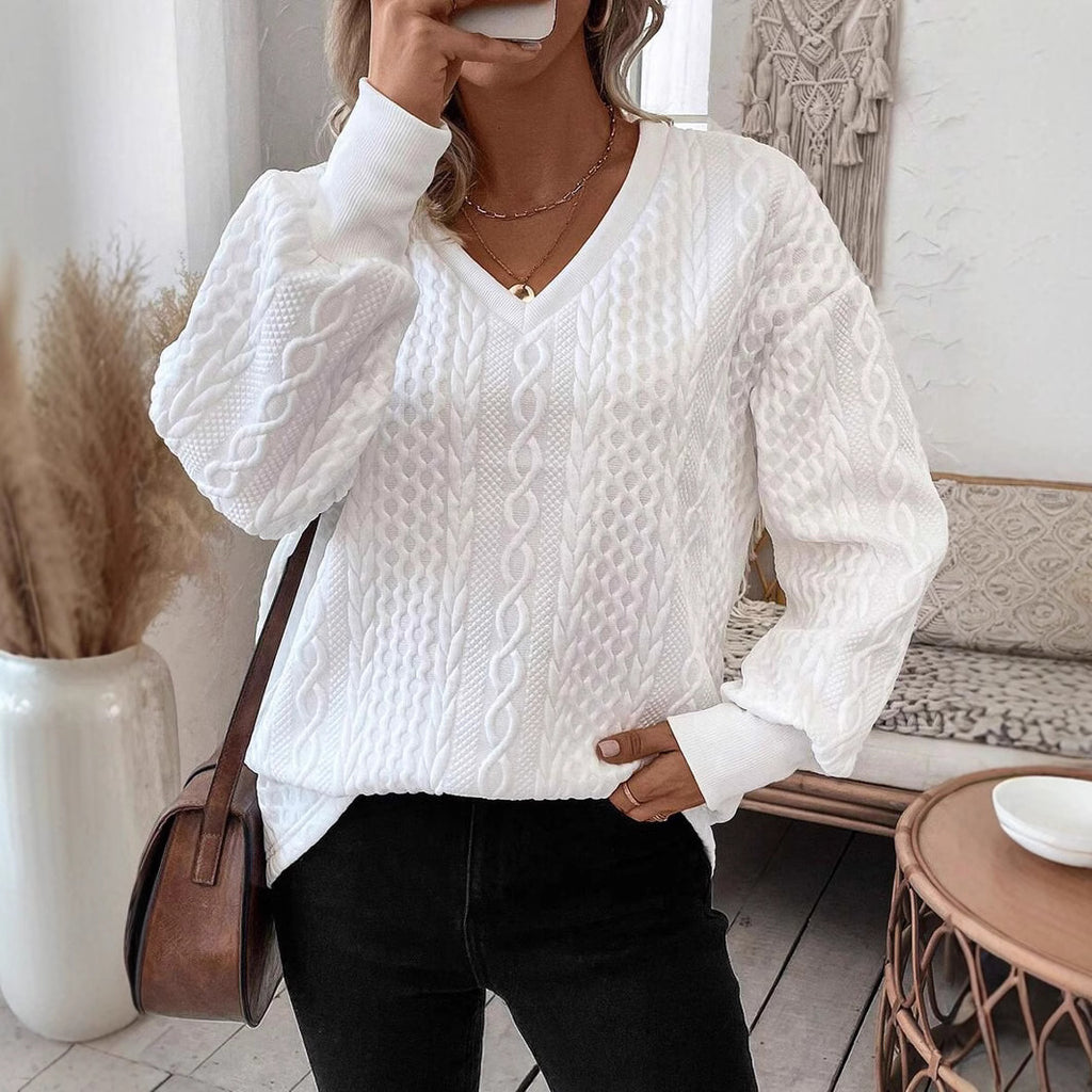 Casual Pure Color Warm Keeping Loose Long Sleeve T-shirt