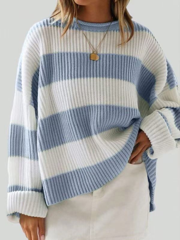 Women's Bell Sleeve Loose Sweater Striped