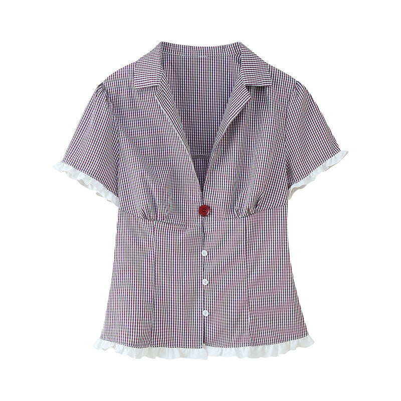 Retro Plaid Shirt Shorts Suit
