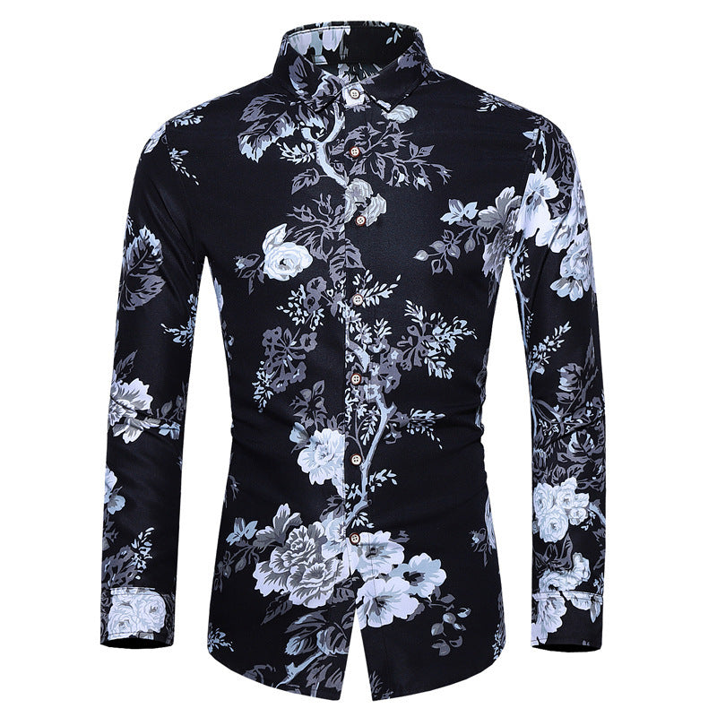 Autumn Chinese Style Long Sleeve Printed Shirt