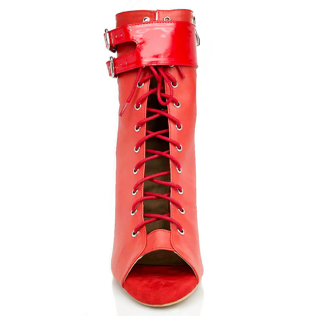 Female Fashion High Heel Open Finger Lace-up High Top Ankle Boots