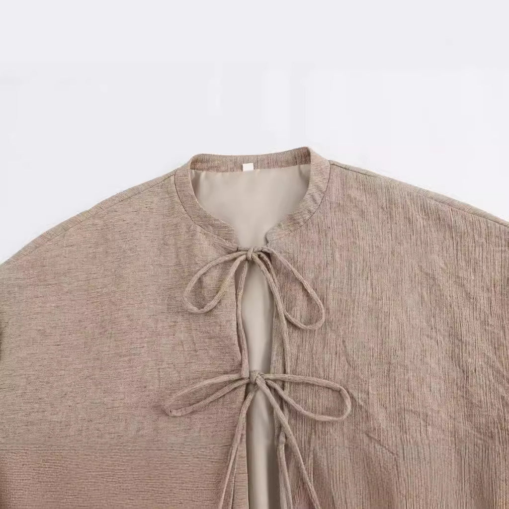 All-matching New Chinese Style Round Neck Short Coat