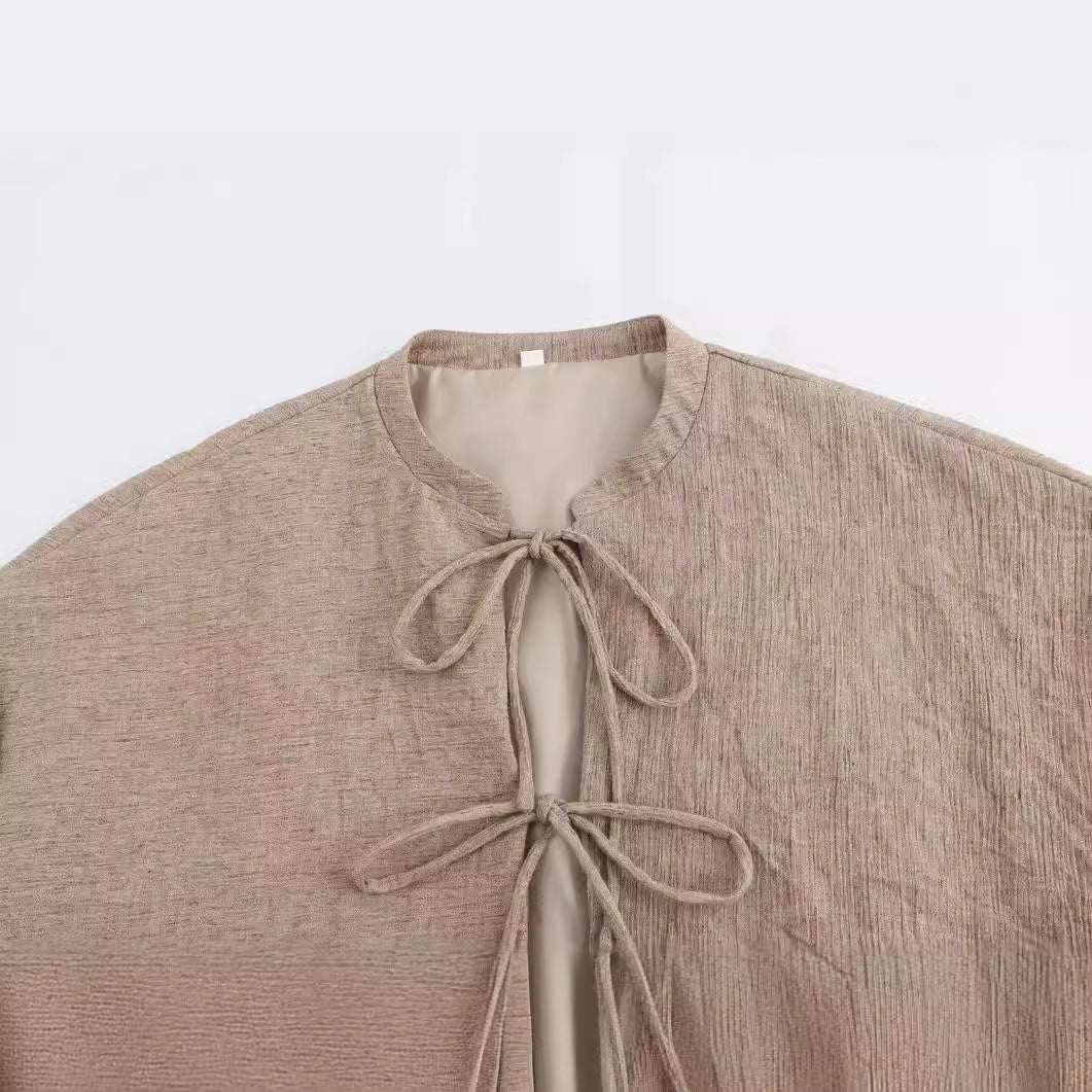 All-matching New Chinese Style Round Neck Short Coat