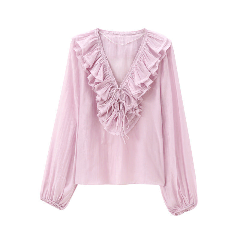 European And American Style Laminated Decoration Loose Pullover Shirt