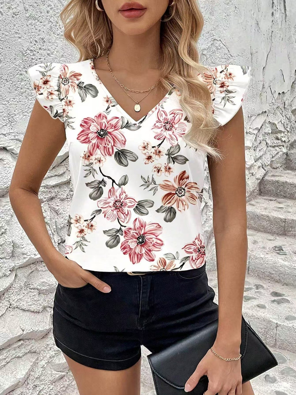 Summer New Sleeveless Leopard Print Ruffled Top
