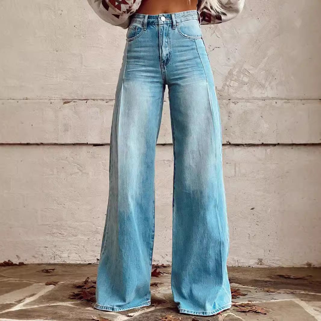 Women's Wide-leg Pants Fashion High Waist Casual Trousers 3D Printing