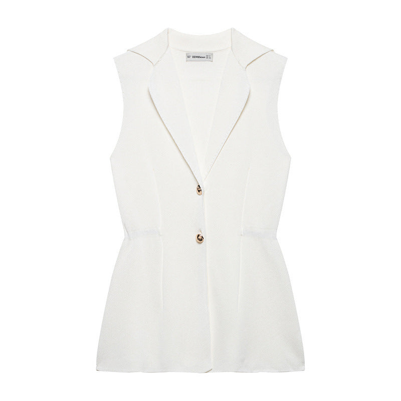 French Design Knitted Vest V-neck
