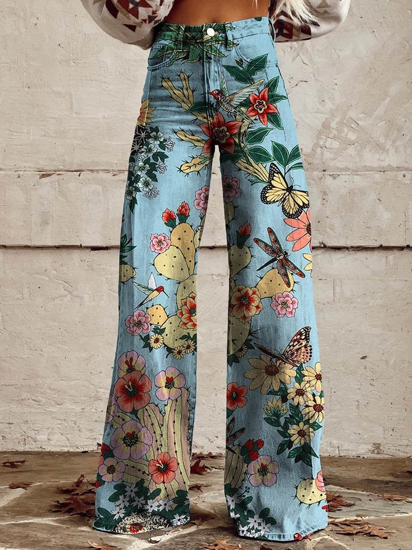 Thin Anti-3D Trendy Bell-bottom Pants Women's Denim Wide-leg Pants
