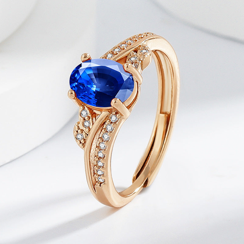 Garnet Oval Multi-color Colored Gems Ring For Women