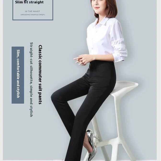 Spring And Summer Black Suit Pants Women's Formal Wear Professional Slim Fit Slimming Pants