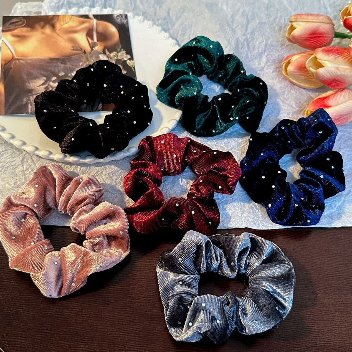 Korean Velvet Ring With Diamond Flannel Simple Headband Hair Accessories Elastic Flannel