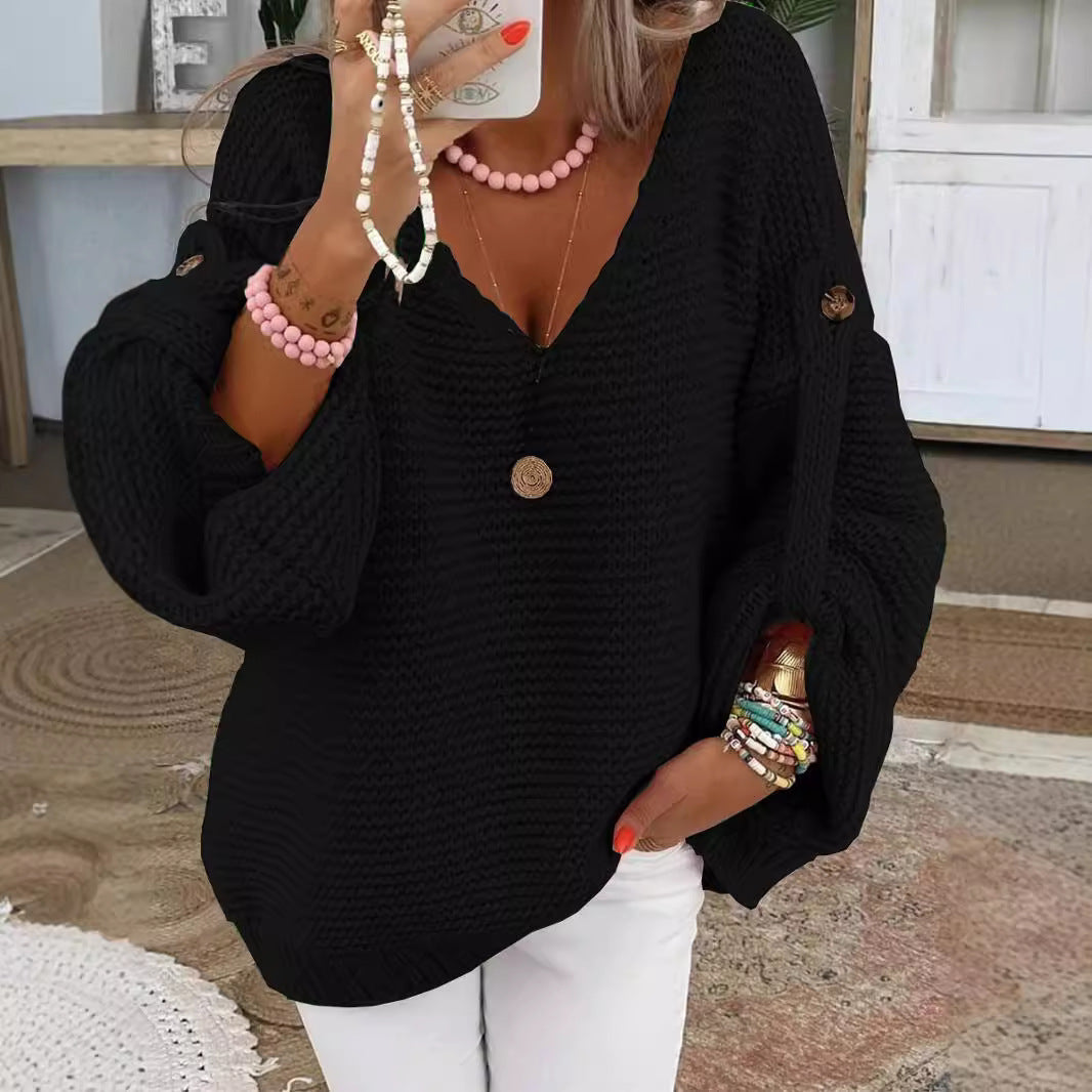 Autumn And Winter Long Sleeve V-neck Sweater