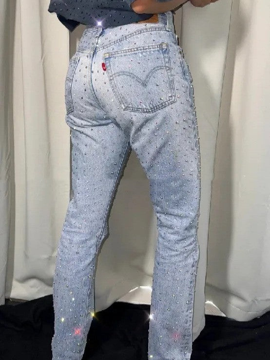 Men's And Women's Jeans With Diamonds