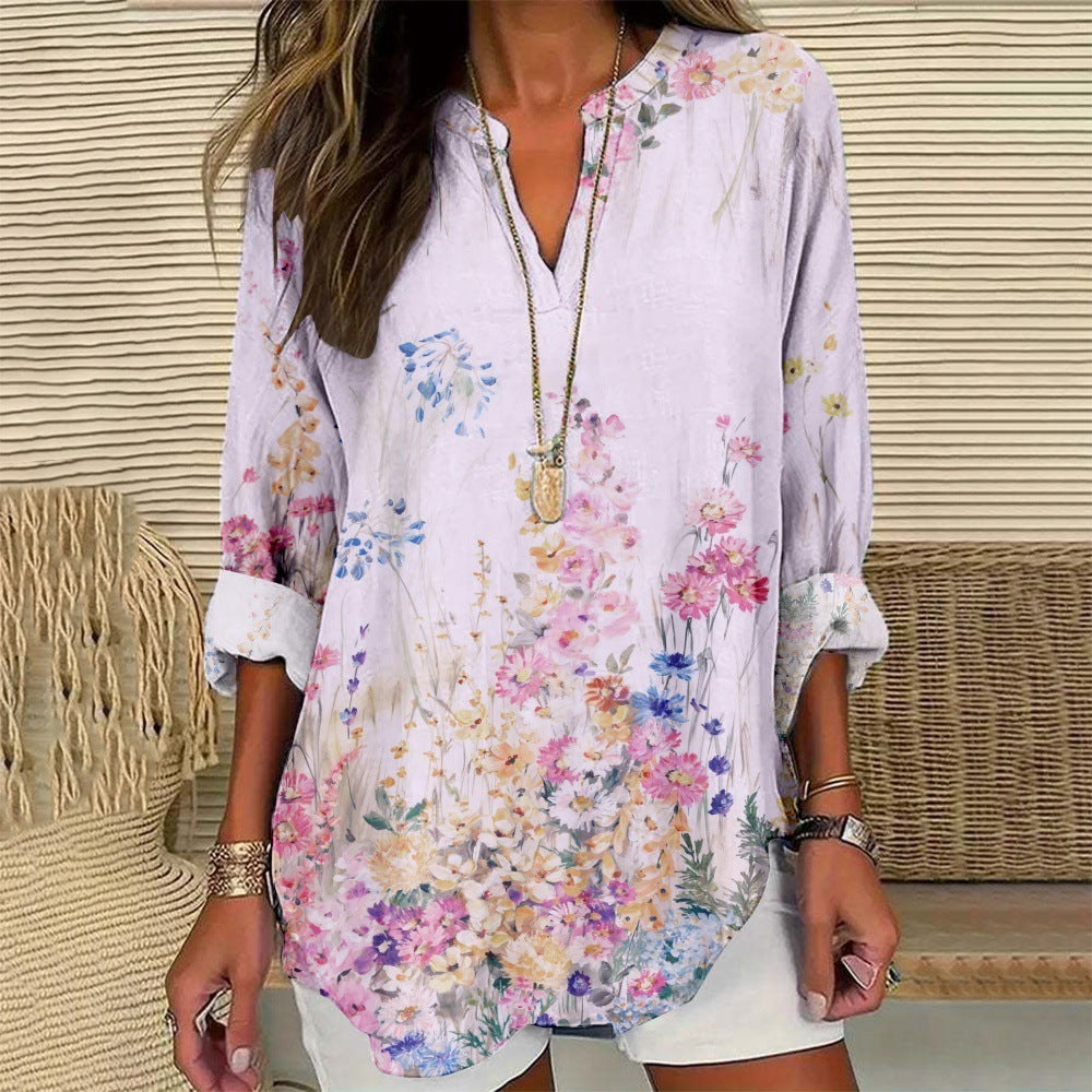 Spring And Summer Women's Clothing European And American Fashion Long Sleeve Shirt
