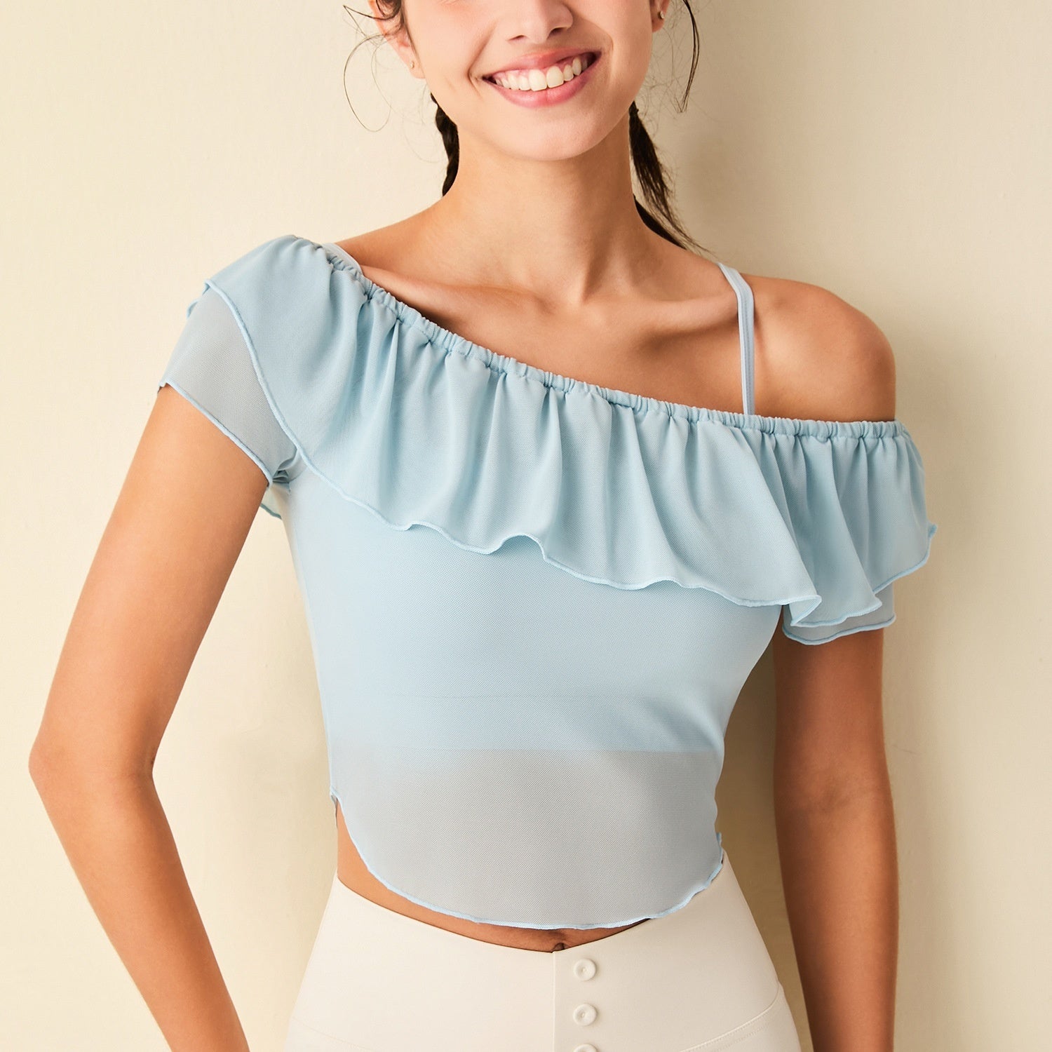 New Ice-feeling Yoga Short Sleeve Mesh Sports T-shirt For Women