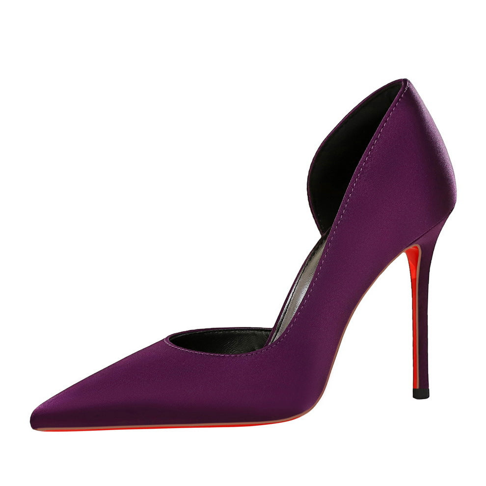 Pointed Toe Shallow Mouth Red Bottom High Heels Women