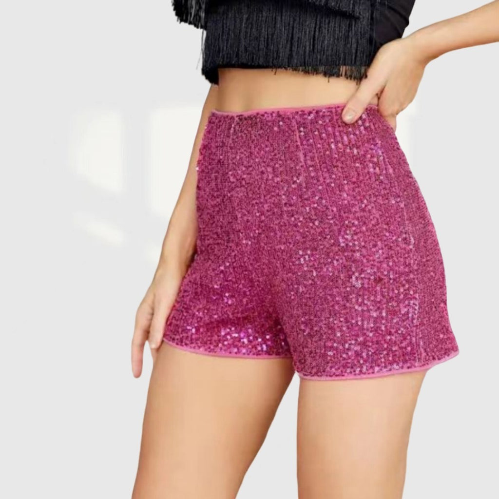 Multicolor Sequin Slim Hot Pants Sequined Mid-waist Straight Shorts