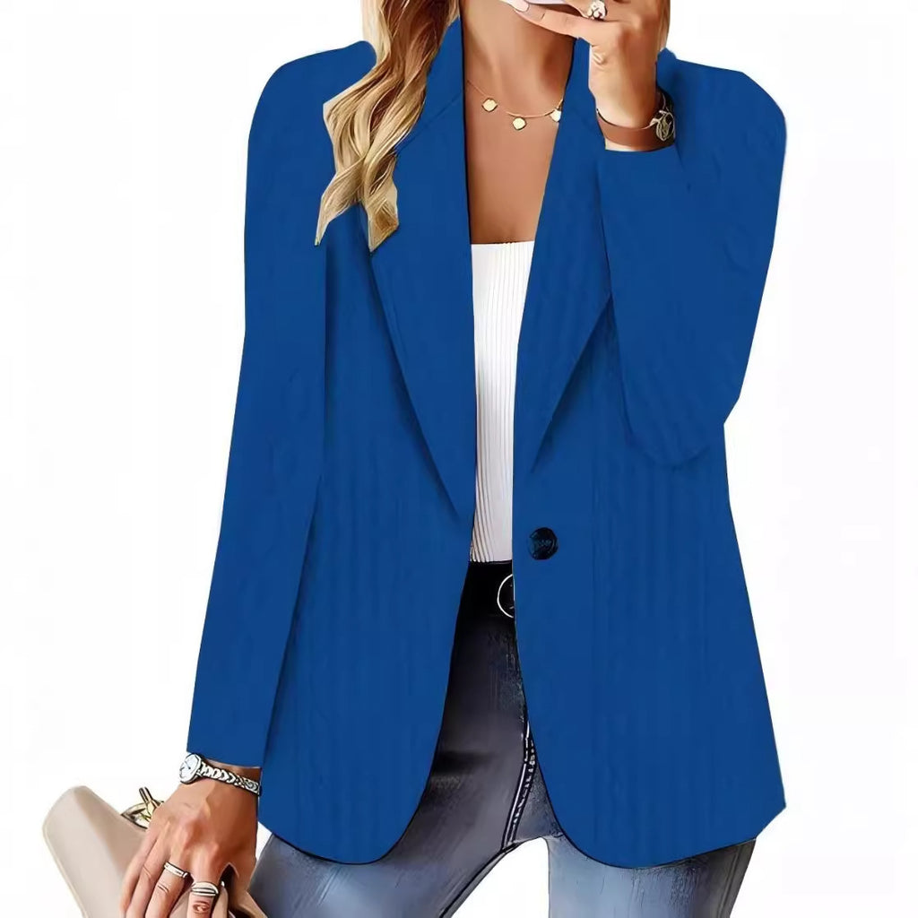 Autumn And Winter Fashion All-matching Solid Color One Button Suit Coat For Women