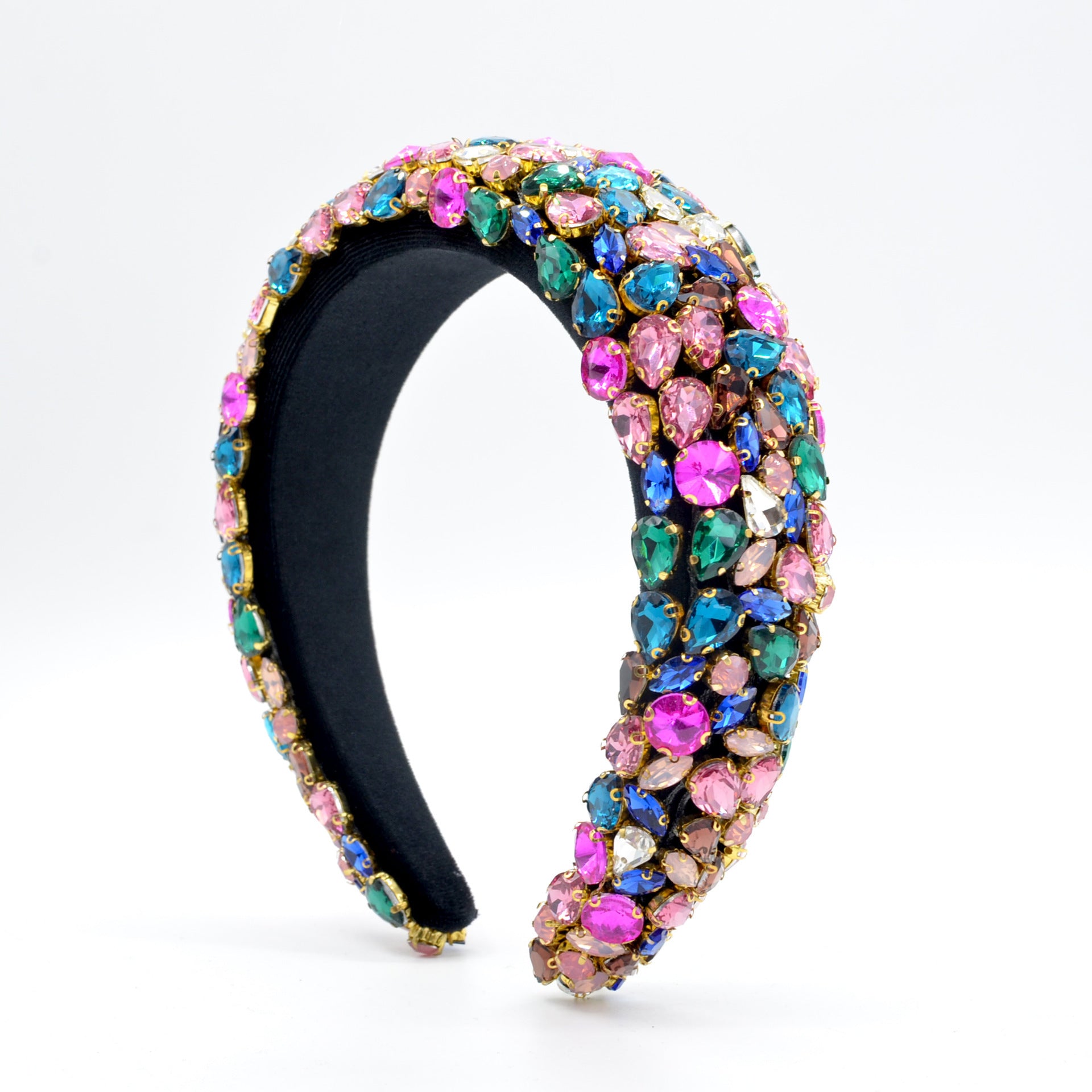 Rhinestone Gem Sponge Wide-brimmed Handmade Headband