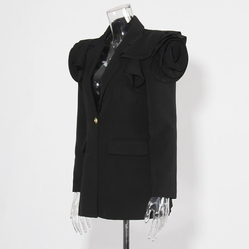 V-neck One Button Waist-tight Slimming Suit Coat