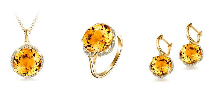New European Beauty Fashion Simulation Citrine Earrings