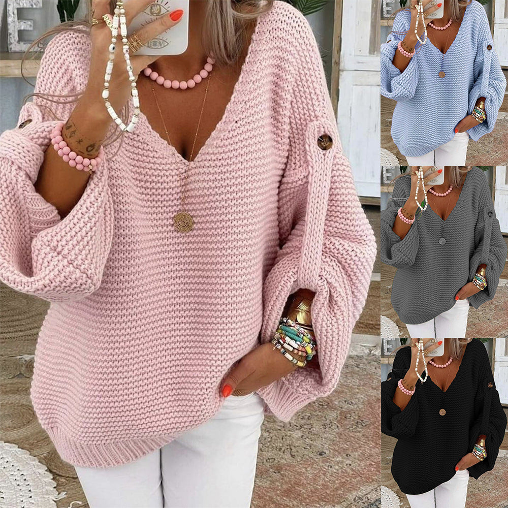 Autumn And Winter Long Sleeve V-neck Sweater