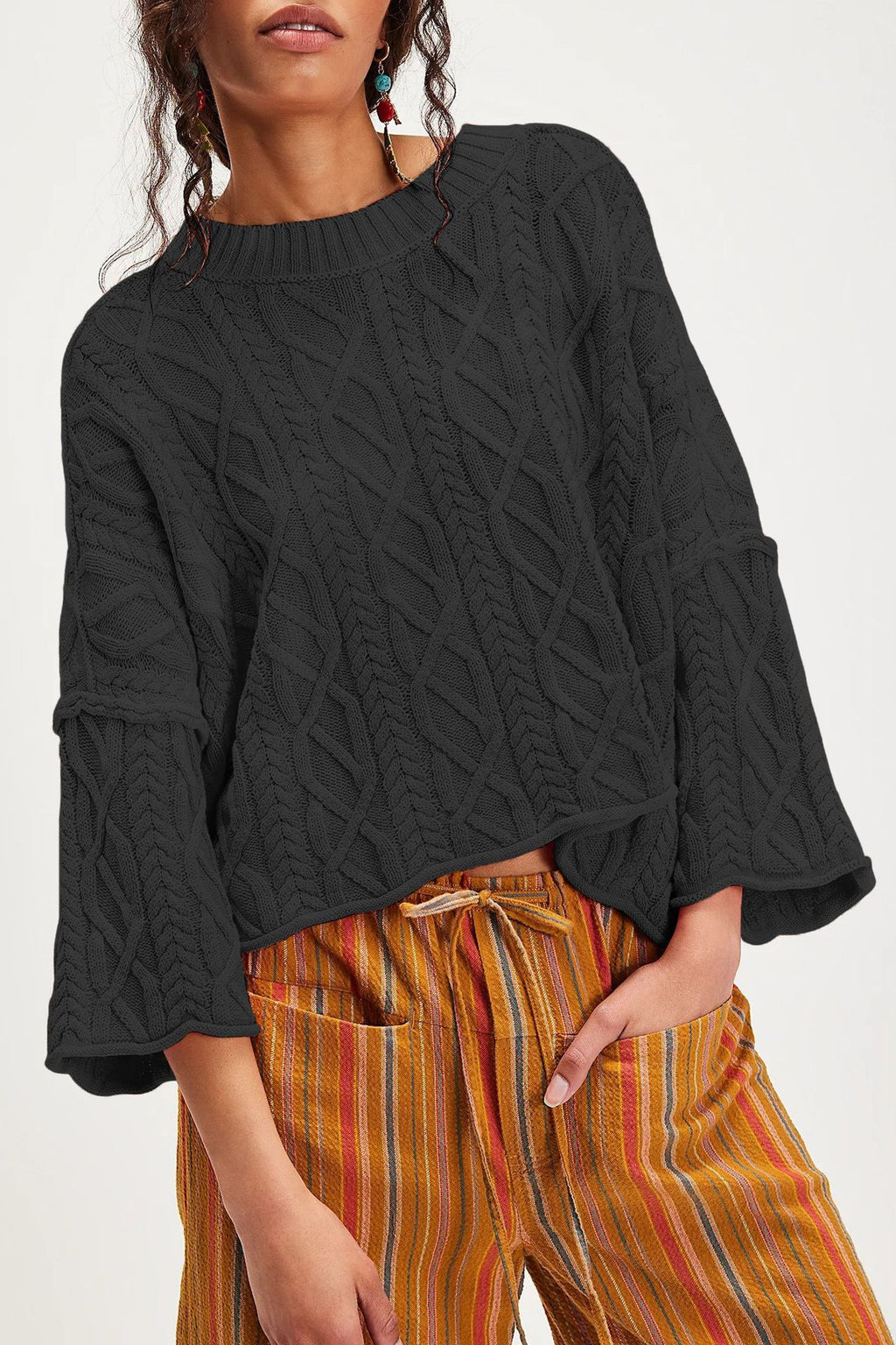 Hot Sale In Europe And America O-neck Short Loose Sweater