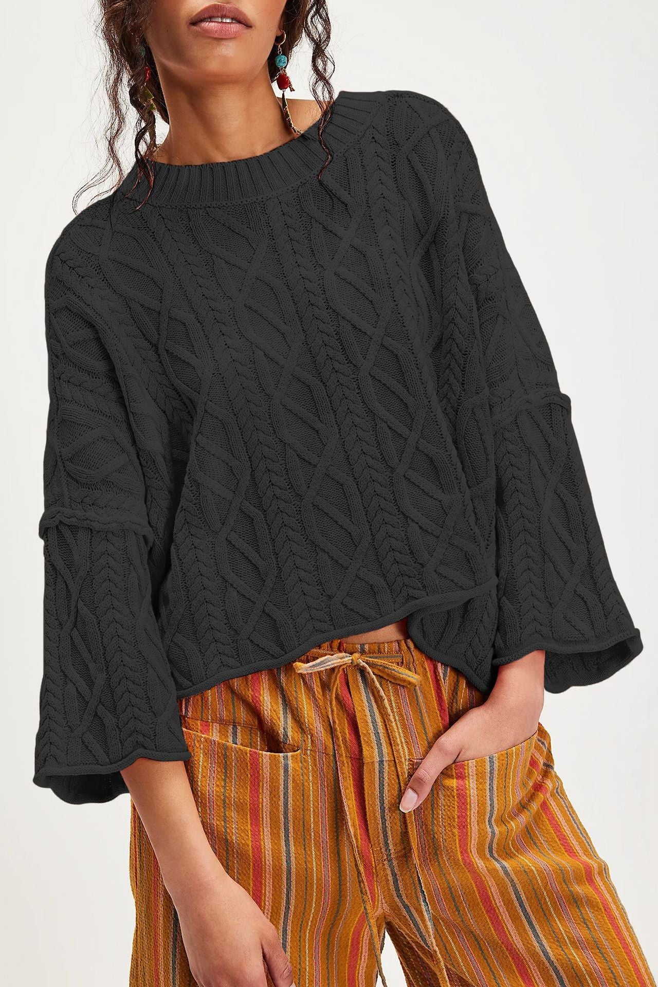 Hot Sale In Europe And America O-neck Short Loose Sweater