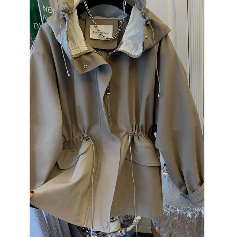 British Style Hooded Trench Coat Coat Women's Autumn Small