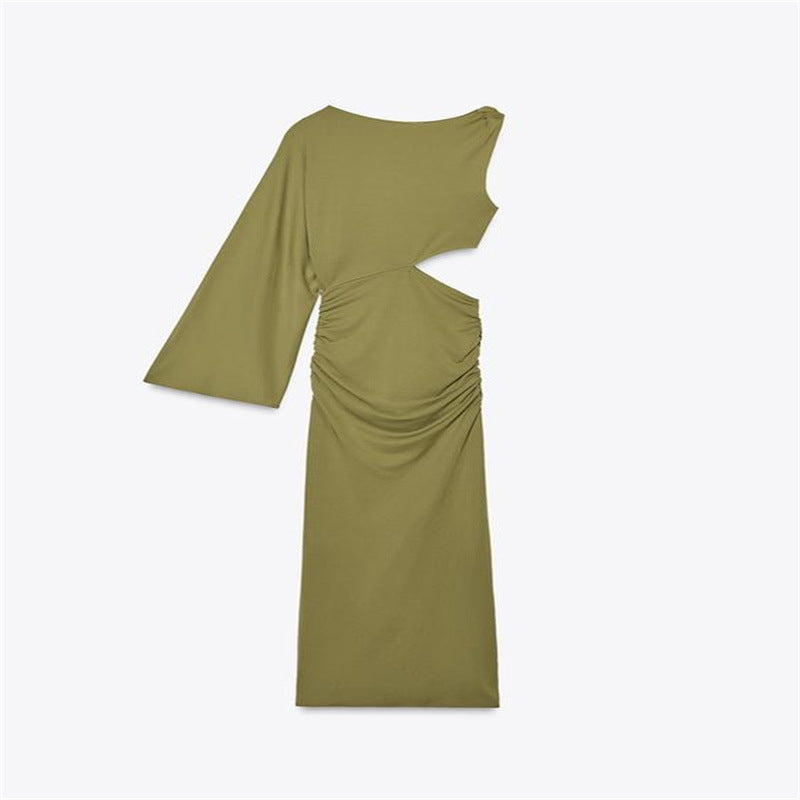 Irregular Long Sleeve Summer Hollow Decoration Mini Dress