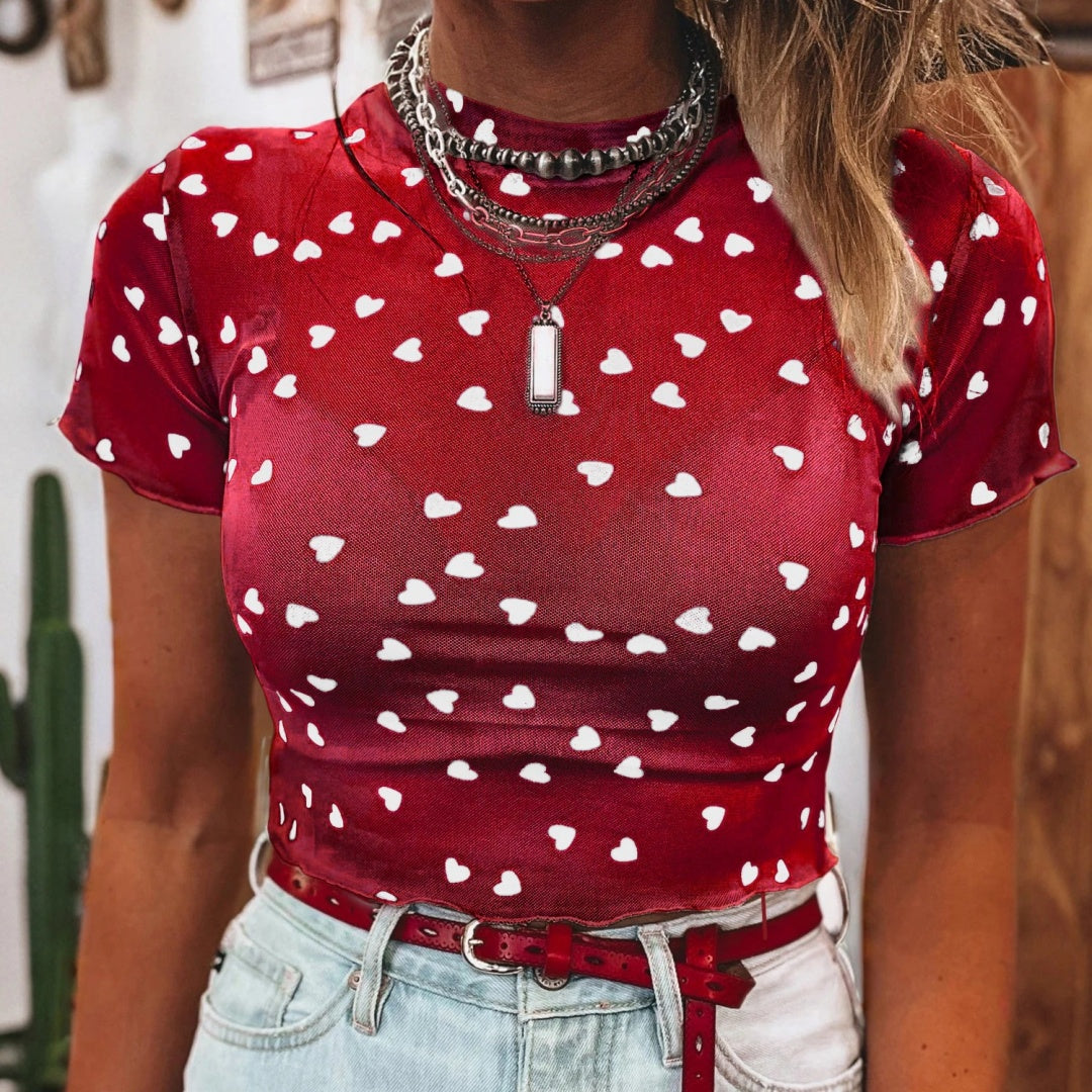 Womens Minimalist Printed Casual Short-sleeve Top