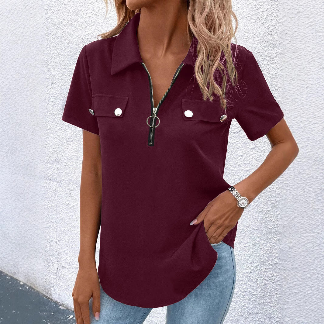 Fashionable Casual T-Shirt For Women With Button Details