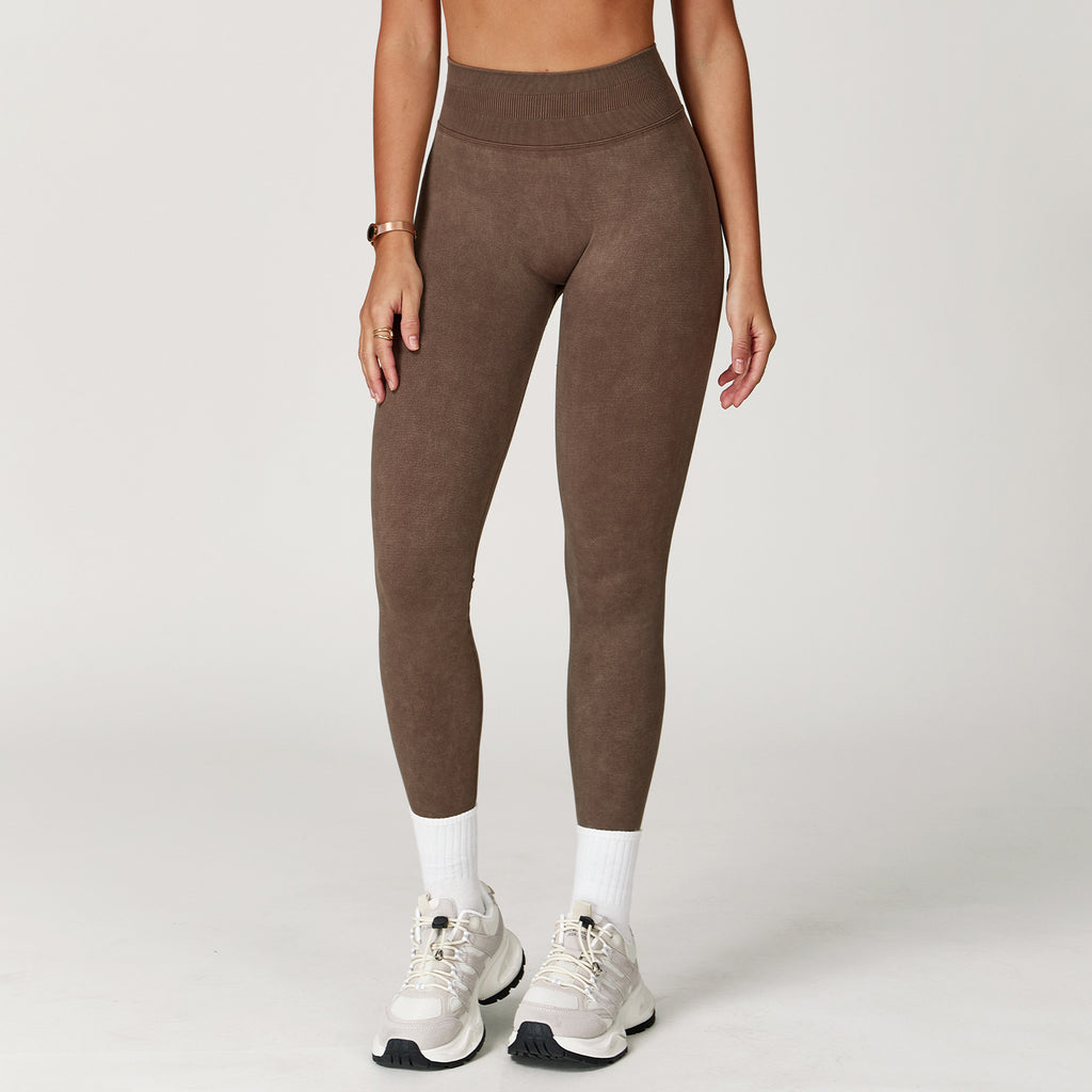 Seamless Stone Washed Yoga Pants High Waist Hip Lift Tight Trousers