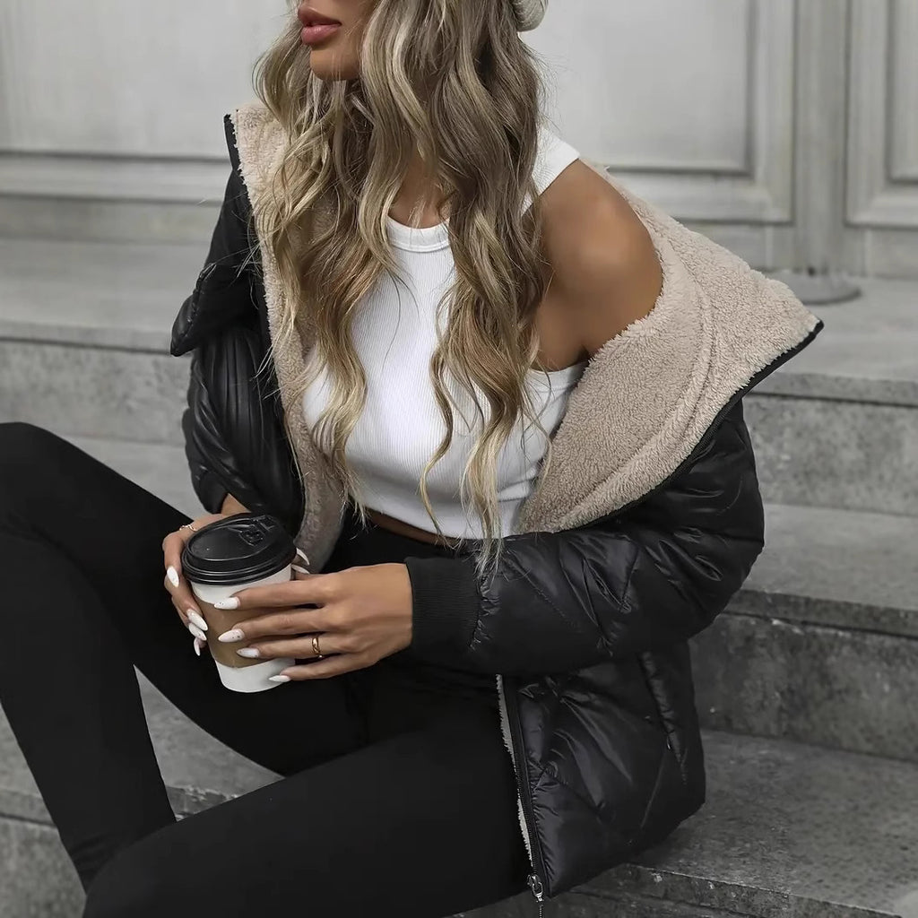 Rhombus Cotton-padded Coat Women Thin And Warm
