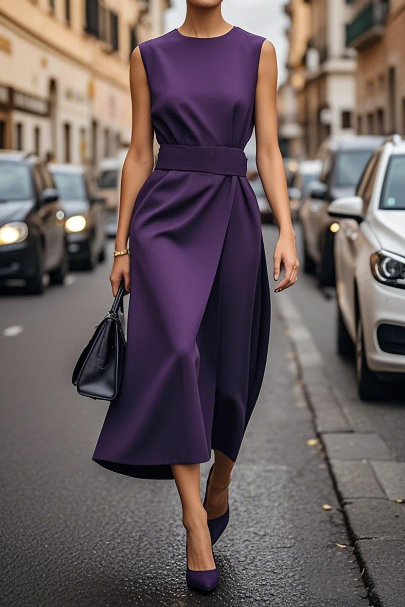Sleeveless Round Neck Fashion Long Dress Women
