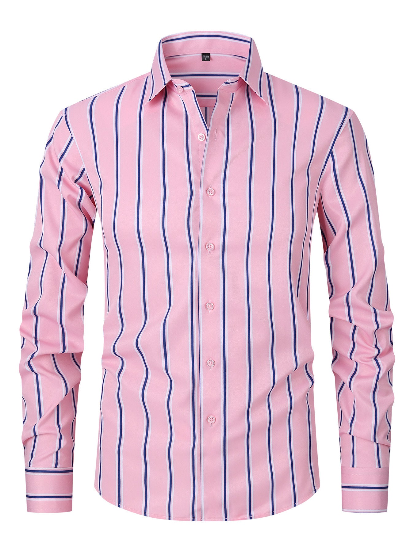 Men's Striped All-matching Ice Silk Long Sleeve Shirt