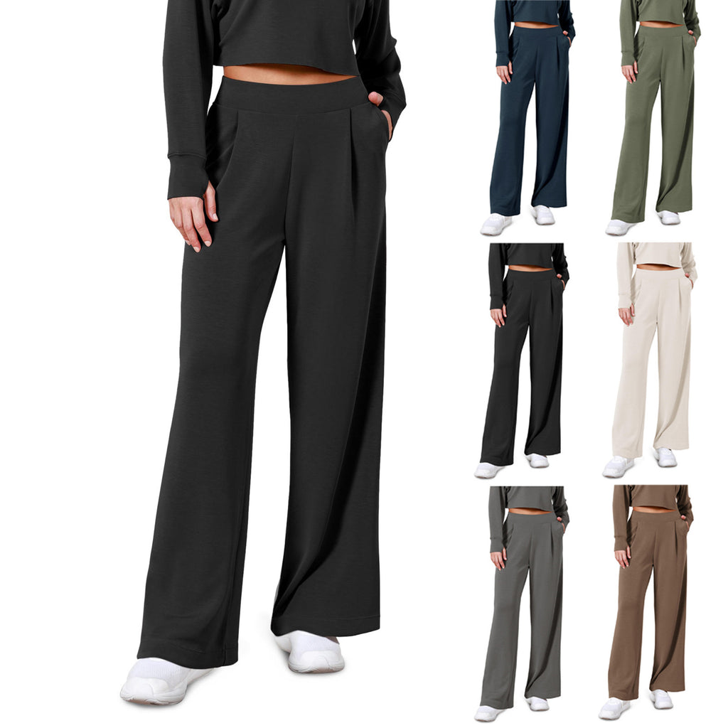 Simple High Waist Female Drooping Straight Pants