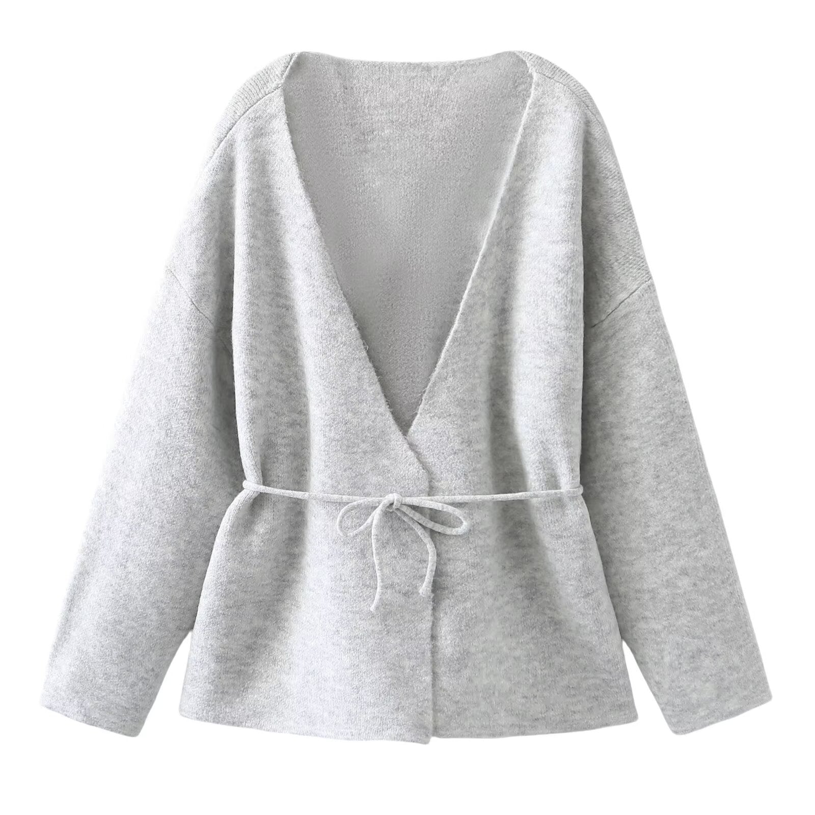Autumn And Winter Belt Woolen Simple Cardigan Sweater