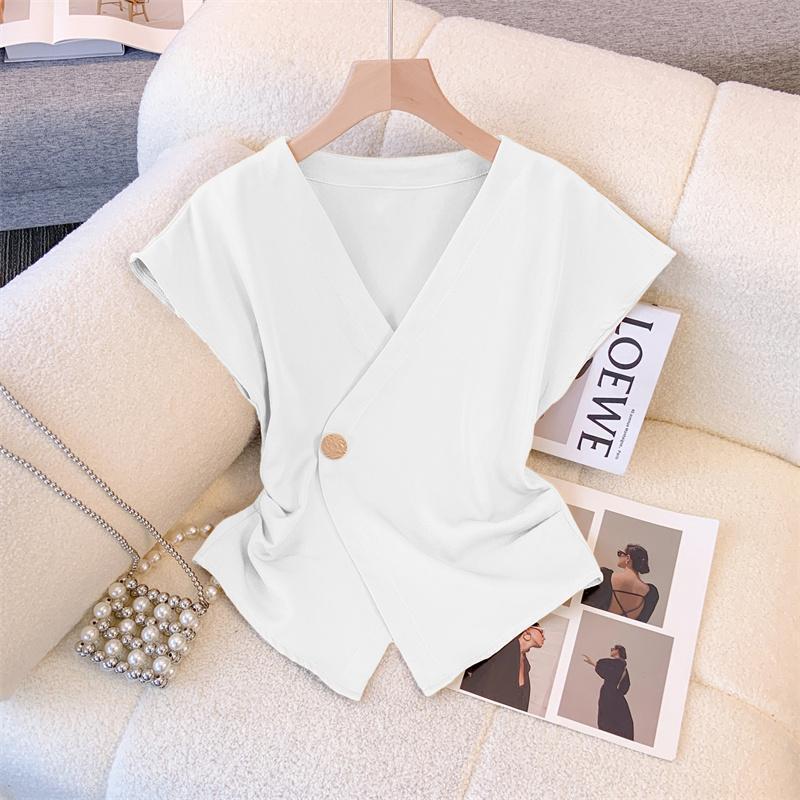 Women's Fashion Cross-Over Irregular Short-Sleeve T-Shirt