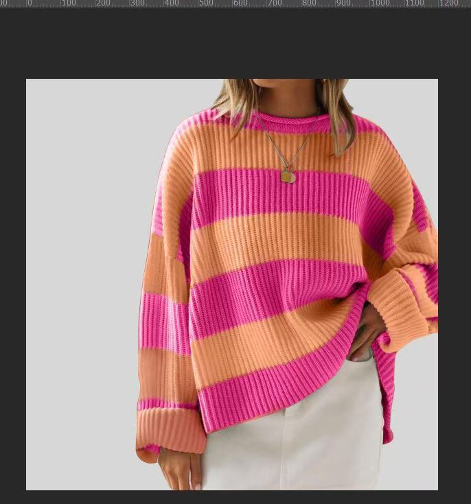Women's Bell Sleeve Loose Sweater Striped