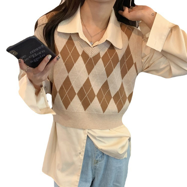Personalized Knitted Rhombus Vest For Women