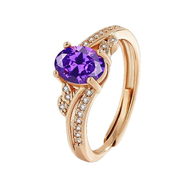 Garnet Oval Multi-color Colored Gems Ring For Women