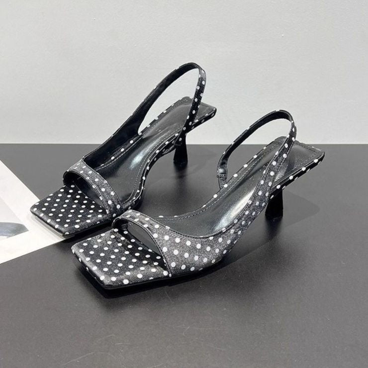 French-style Stiletto Black Square-toe High Heels For Women