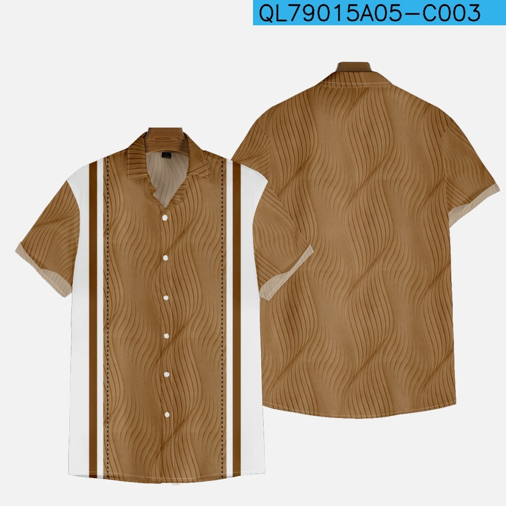 Plus Size Shirt Printed Men's Loose Short Sleeve Lapel Shirt