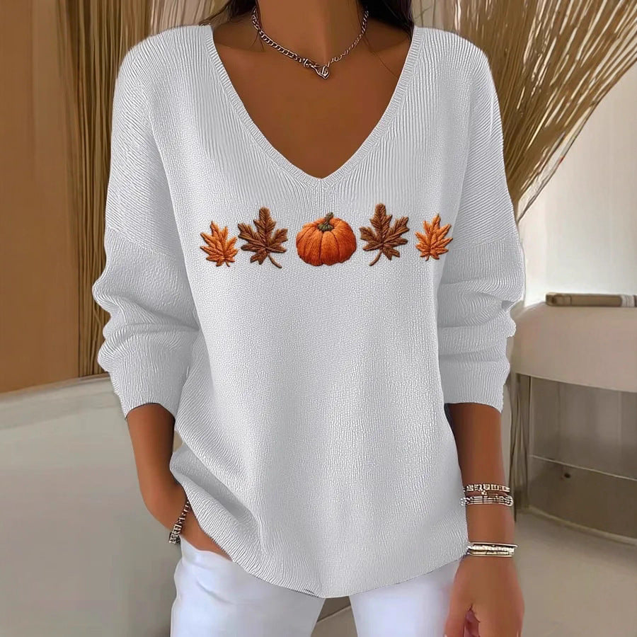 Women's V-neck Long Sleeve Pullover 3D Digital Printing